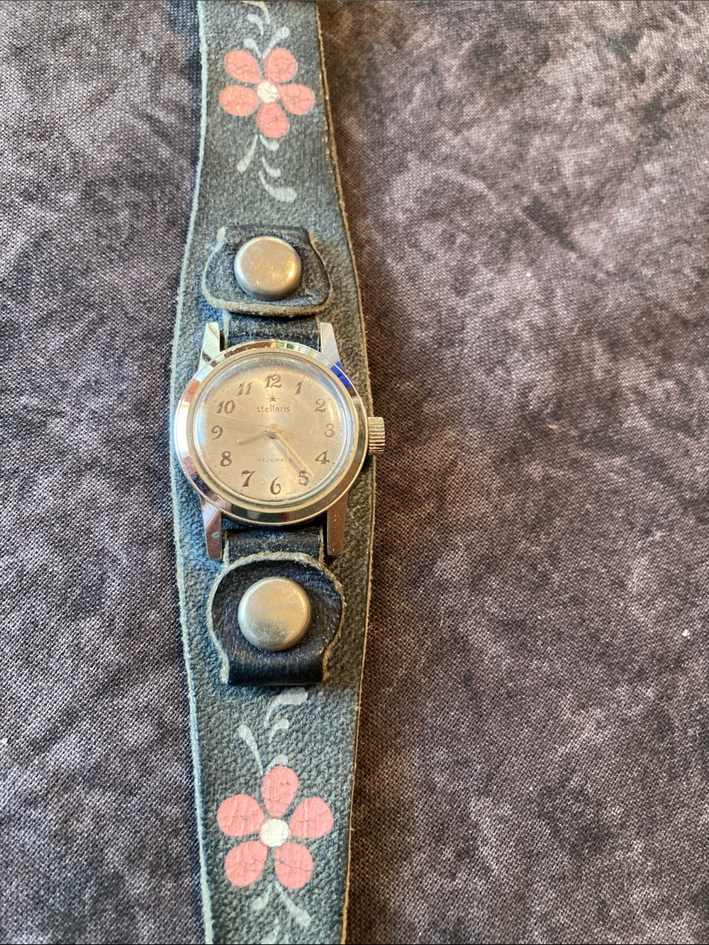 Vintage Floral Leather Wind Up Watch - keeps perfect time